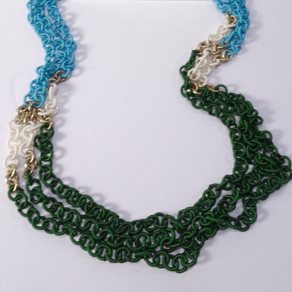 Lee Angel  Color Block Ribbon Wrap Ring 5 Layer Necklace  NWT and Dust Pouch NWT - Picture 2 of 15